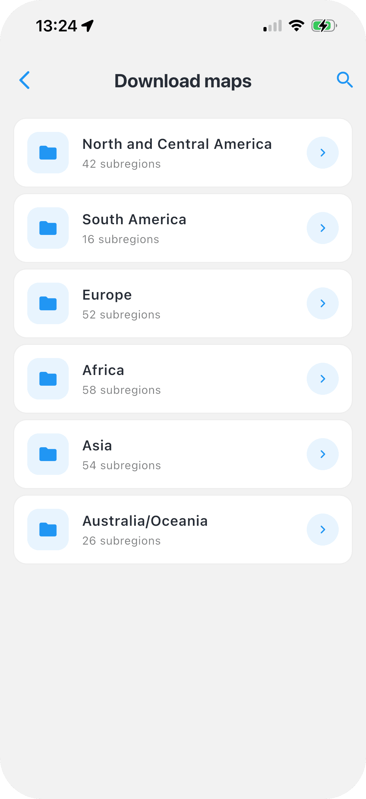 Navitruck offline maps download screen